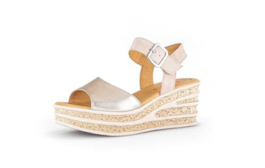 Gabor Damen Keilsandalen, Frauen Sandalen,Best Fitting,Freizeitschuhe,offene Schuhe,Keilsandaletten,Keilabsatz,hoch,Puder/Rouge,40 im Sale